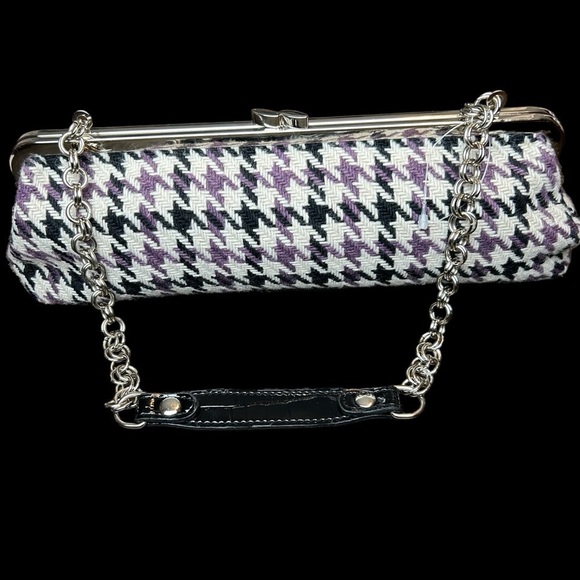 Apt. 9 Purple White Black Houndstooth Knit Shoulder Bag Chain Faux Leather Strap - Picture 1 of 16